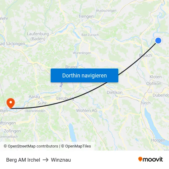 Berg AM Irchel to Winznau map
