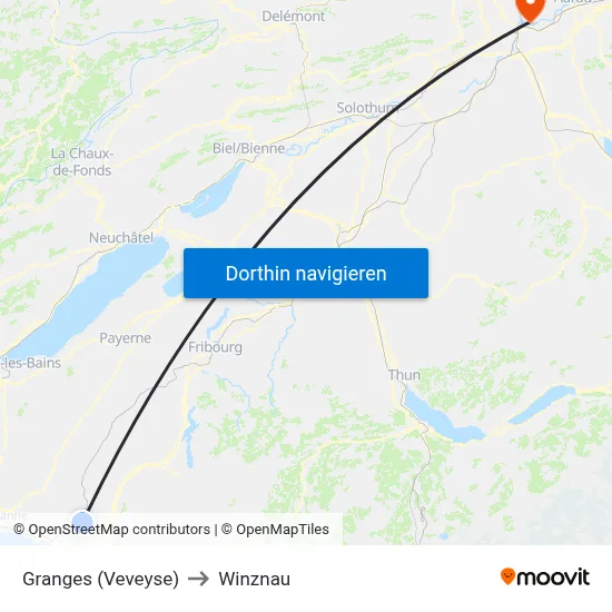 Granges (Veveyse) to Winznau map