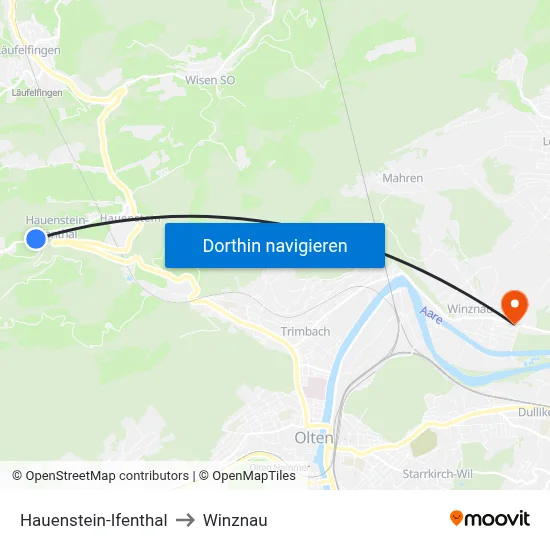Hauenstein-Ifenthal to Winznau map
