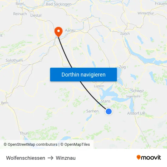 Wolfenschiessen to Winznau map