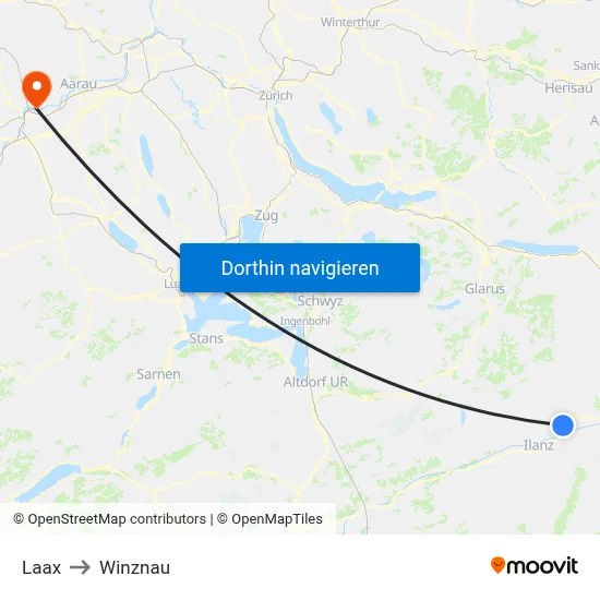 Laax to Winznau map
