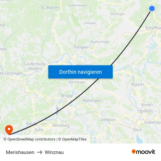 Merishausen to Winznau map