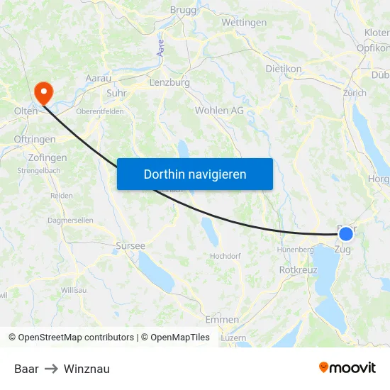 Baar to Winznau map