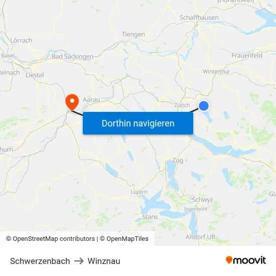 Schwerzenbach to Winznau map