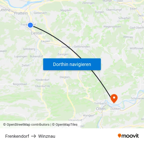 Frenkendorf to Winznau map