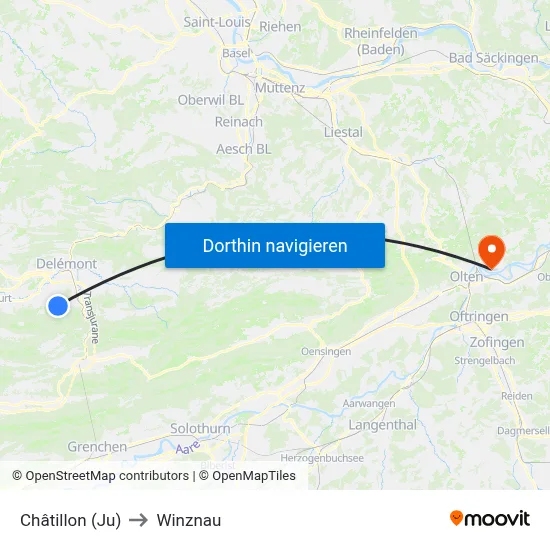 Châtillon (Ju) to Winznau map