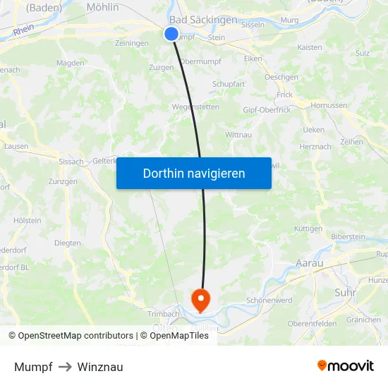 Mumpf to Winznau map