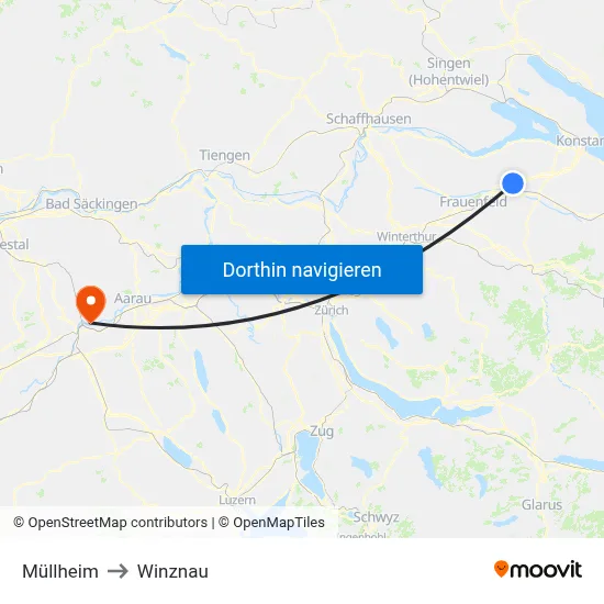 Müllheim to Winznau map