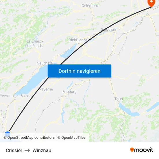 Crissier to Winznau map