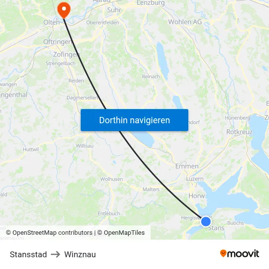 Stansstad to Winznau map