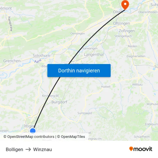 Bolligen to Winznau map
