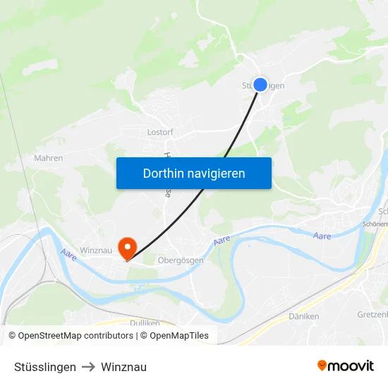 Stüsslingen to Winznau map