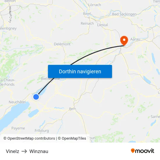 Vinelz to Winznau map