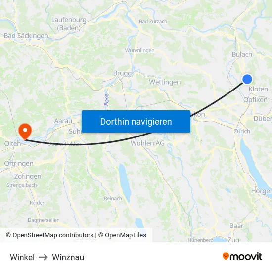Winkel to Winznau map