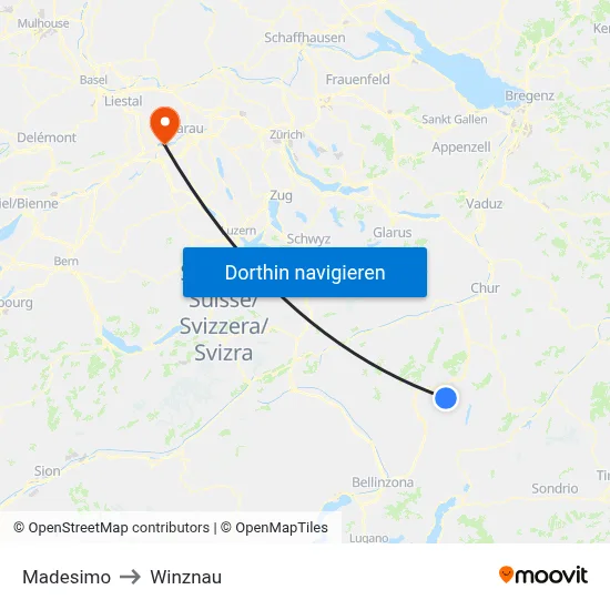 Madesimo to Winznau map