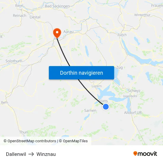 Dallenwil to Winznau map