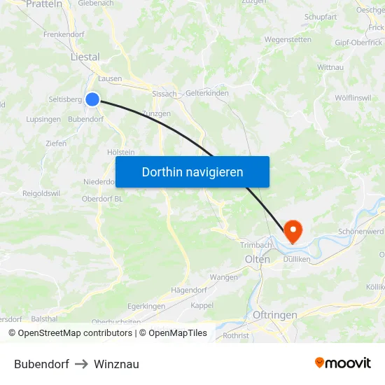 Bubendorf to Winznau map