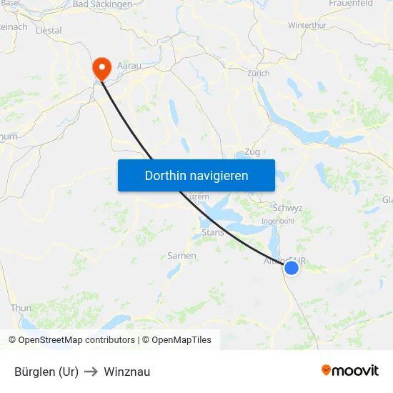 Bürglen (Ur) to Winznau map