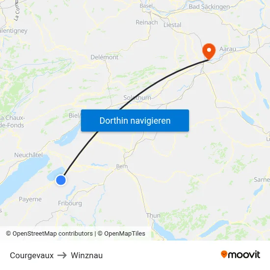 Courgevaux to Winznau map