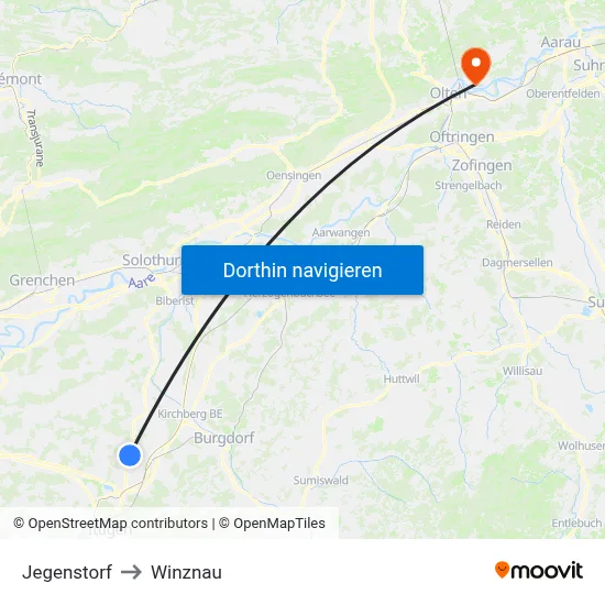 Jegenstorf to Winznau map