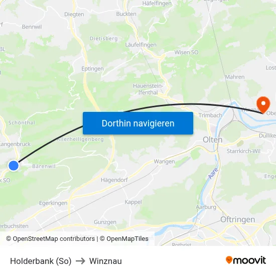 Holderbank (So) to Winznau map
