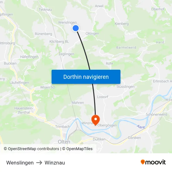 Wenslingen to Winznau map