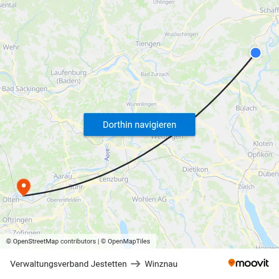 Verwaltungsverband Jestetten to Winznau map