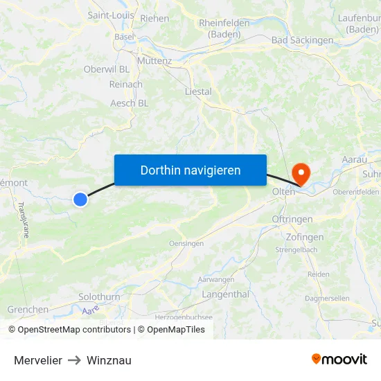 Mervelier to Winznau map