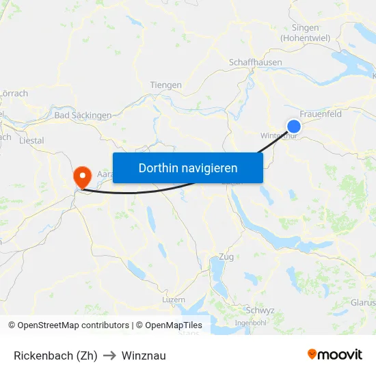 Rickenbach (Zh) to Winznau map