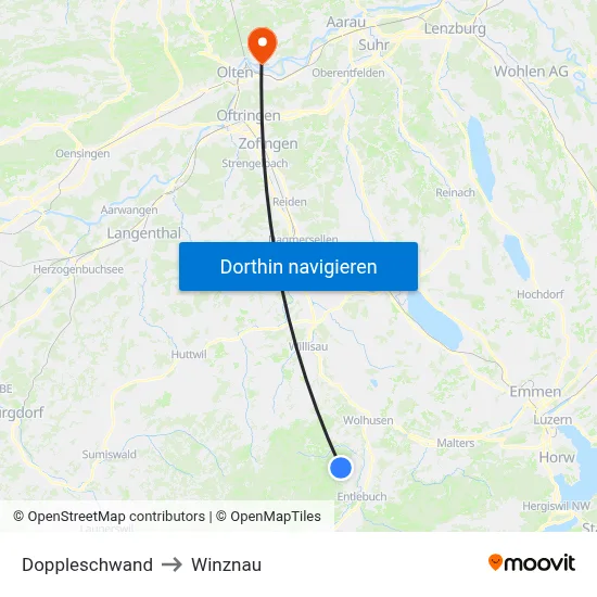 Doppleschwand to Winznau map
