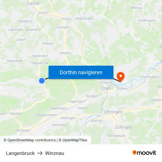 Langenbruck to Winznau map