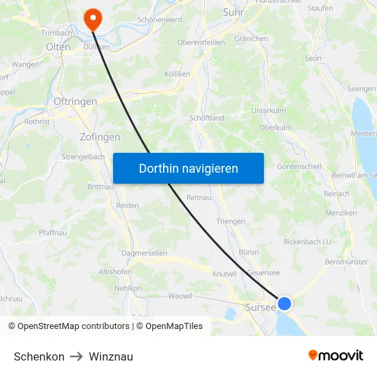 Schenkon to Winznau map