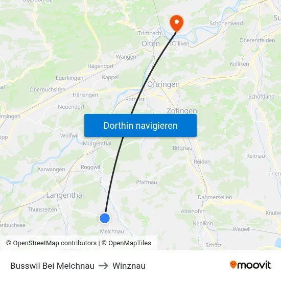 Busswil Bei Melchnau to Winznau map