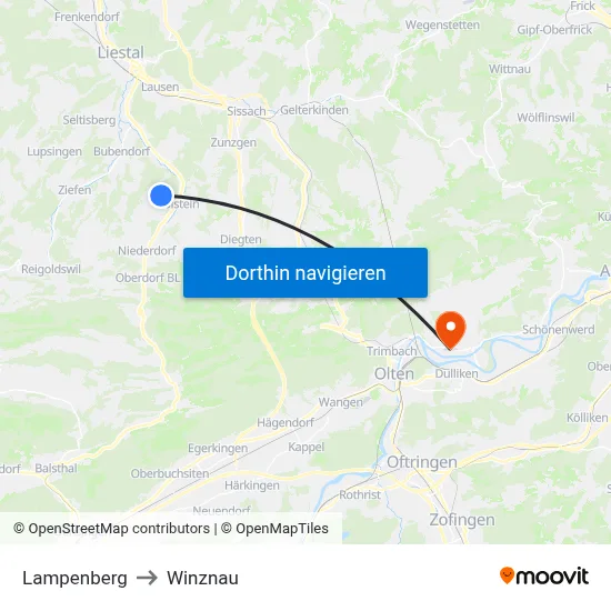 Lampenberg to Winznau map