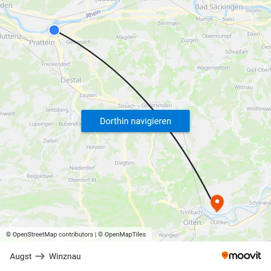 Augst to Winznau map