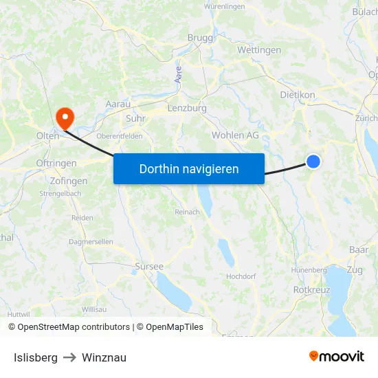 Islisberg to Winznau map