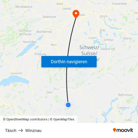 Täsch to Winznau map