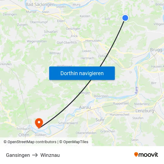 Gansingen to Winznau map