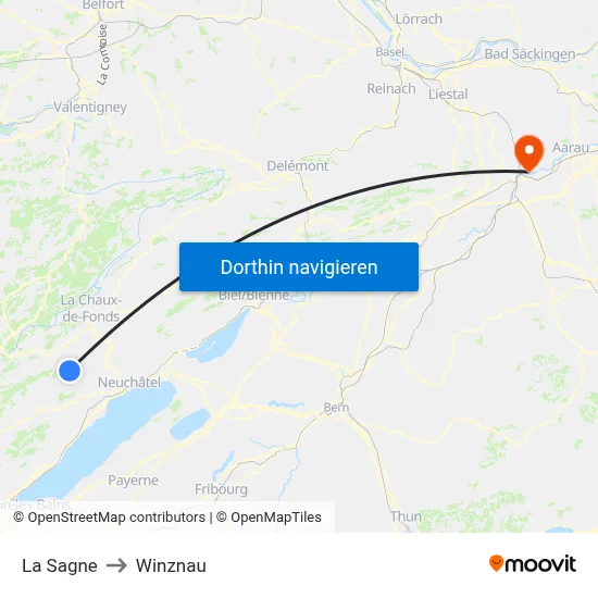 La Sagne to Winznau map