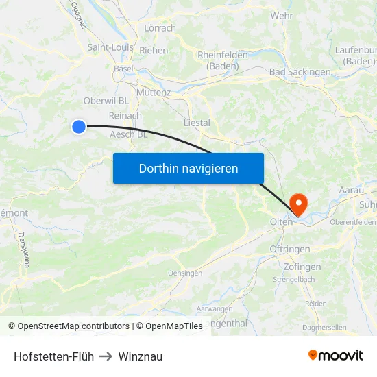 Hofstetten-Flüh to Winznau map