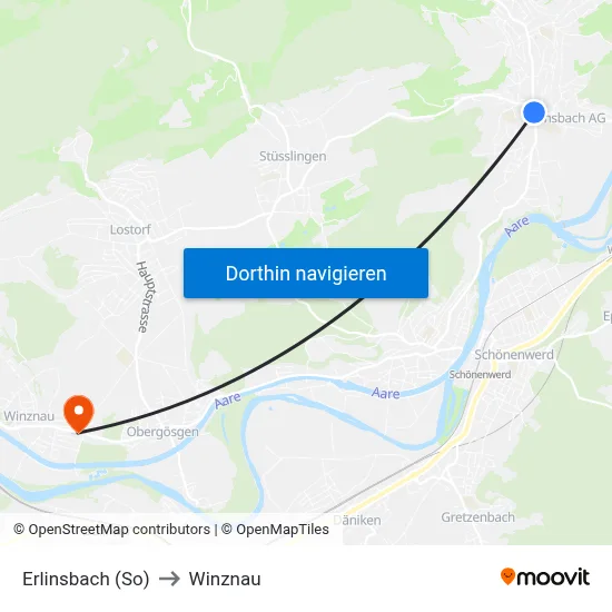 Erlinsbach (So) to Winznau map