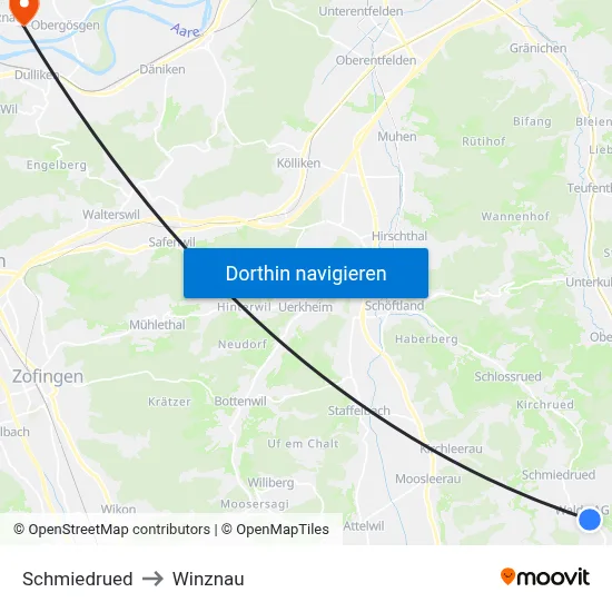 Schmiedrued to Winznau map