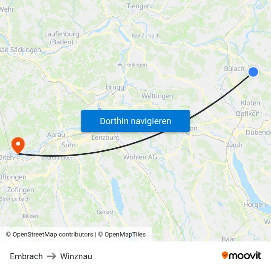 Embrach to Winznau map