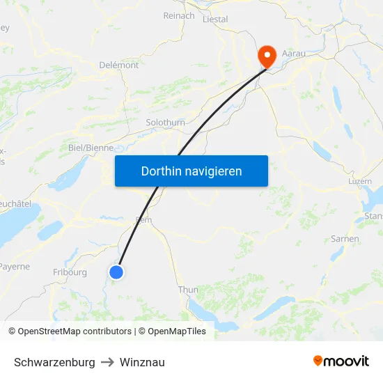 Schwarzenburg to Winznau map