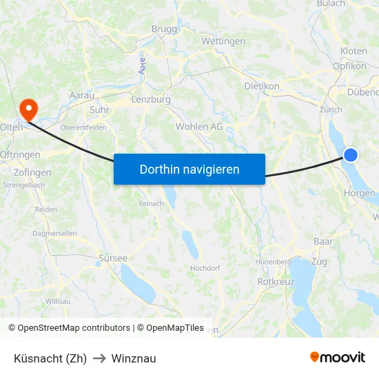 Küsnacht (Zh) to Winznau map