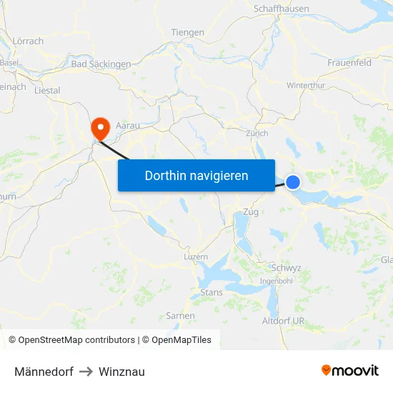 Männedorf to Winznau map