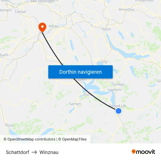 Schattdorf to Winznau map