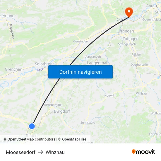 Moosseedorf to Winznau map