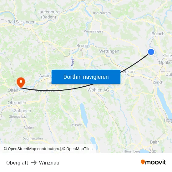Oberglatt to Winznau map