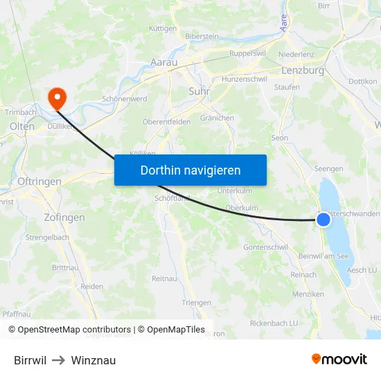 Birrwil to Winznau map